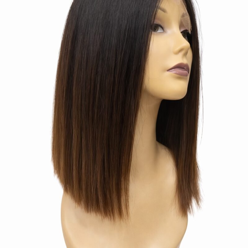 Straight Ombre Brown Human Hair Lace Front Wig – Natural Gradient