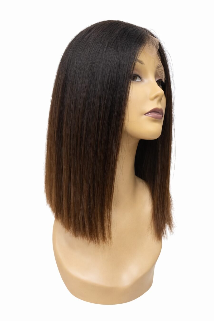 Straight Ombre Brown Human Hair Lace Front Wig – Natural Gradient