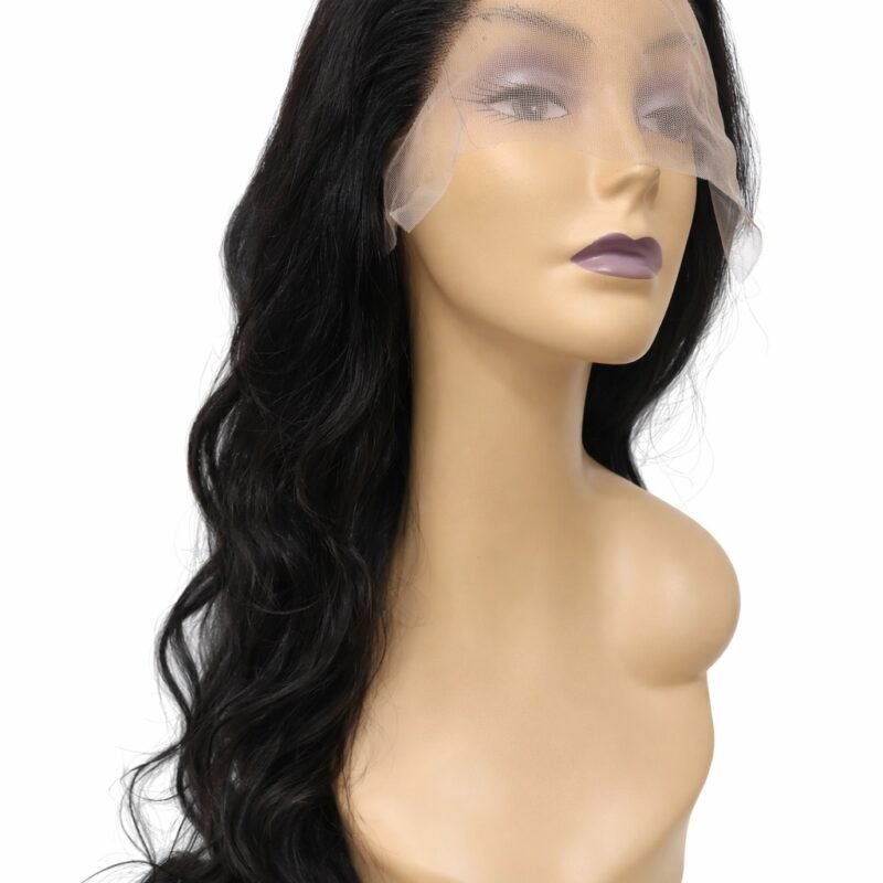 Long Black Body Wave Human Hair Lace Front Wig – Natural Wave