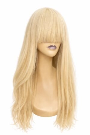 Blonde Straight Fringe Human Hair Wig – Full Bang, Sleek Finish
