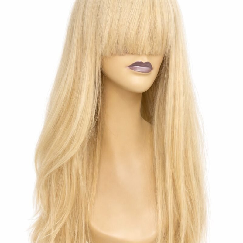 Blonde Straight Fringe Human Hair Wig – Full Bang, Sleek Finish