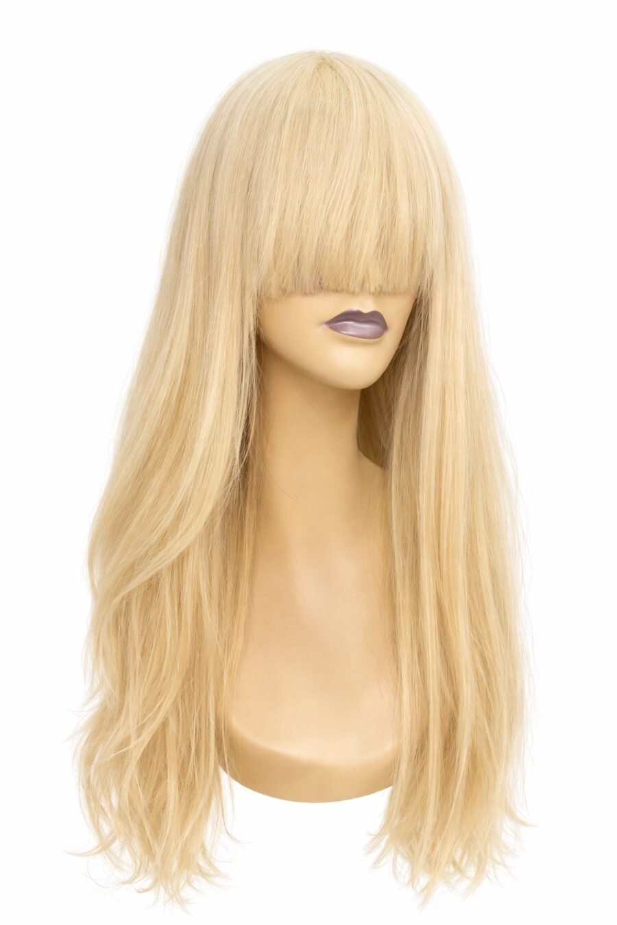Blonde Straight Fringe Human Hair Wig – Full Bang, Sleek Finish