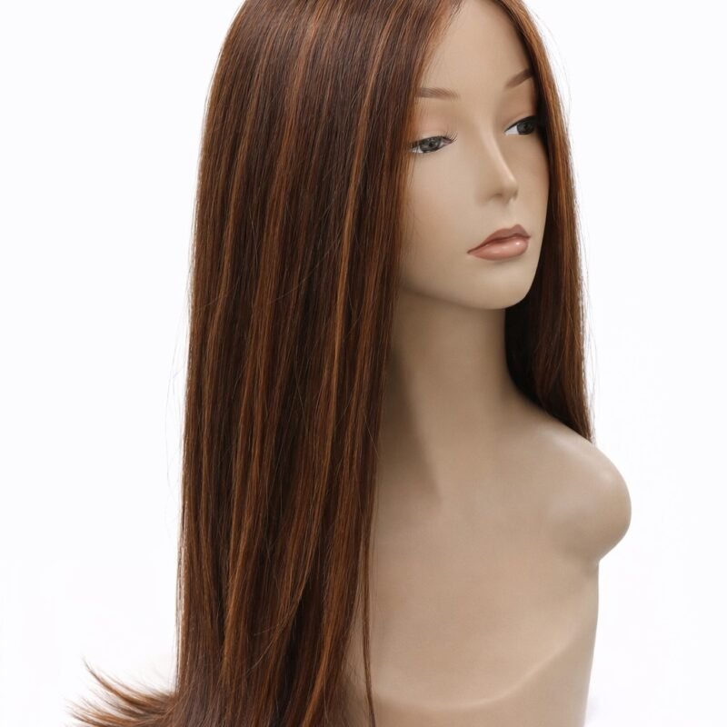 Straight Brown Highlight Human Hair Wig
