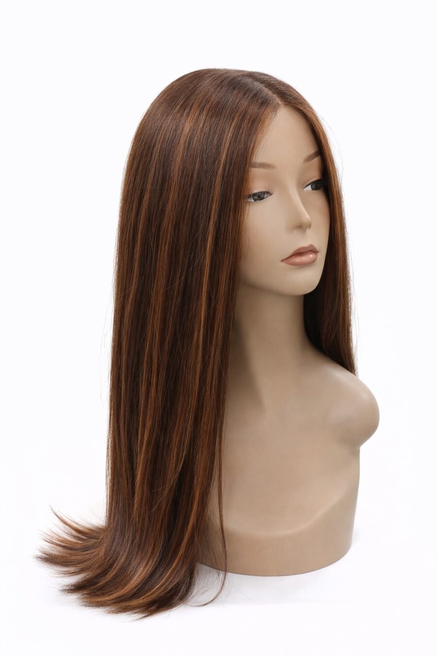 Straight Brown Highlight Human Hair Wig
