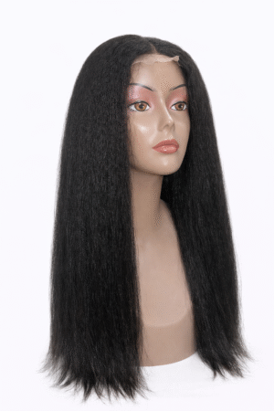 Natural Yaki Straight Human Hair Lace Front Wig – Natural Black