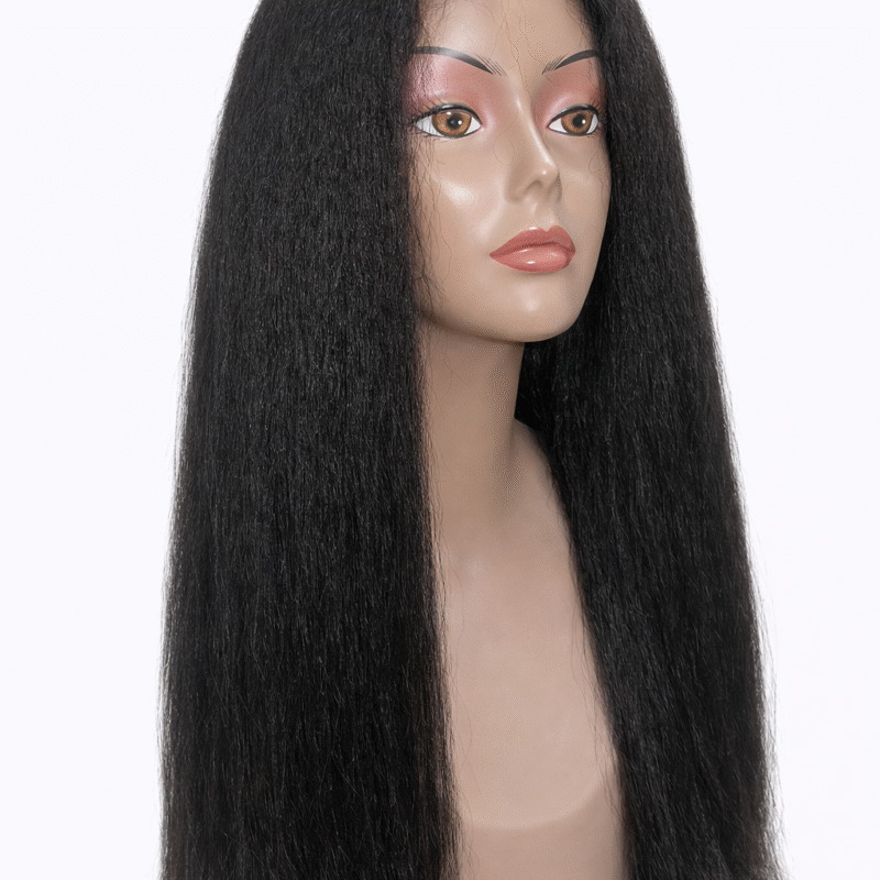Natural Yaki Straight Human Hair Lace Front Wig – Natural Black