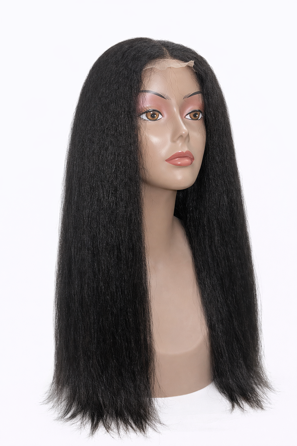 Natural Yaki Straight Human Hair Lace Front Wig – Natural Black