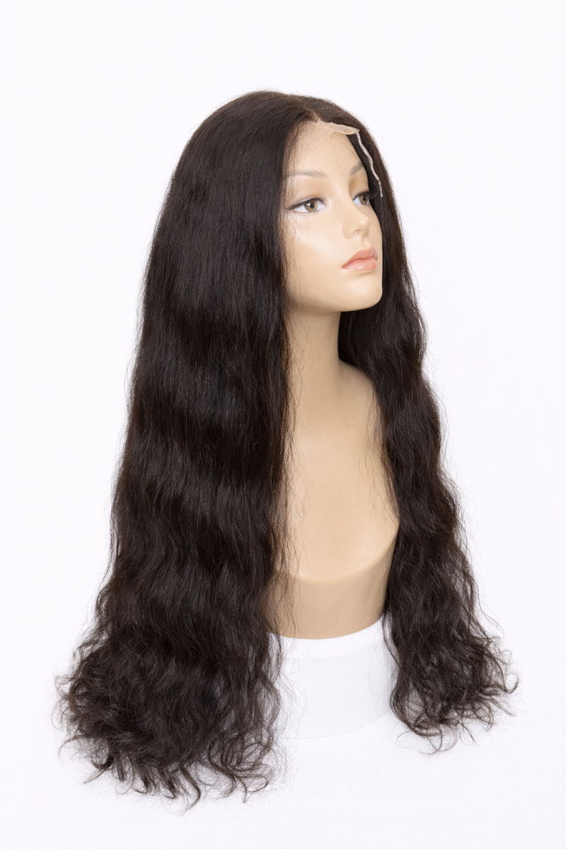 Natural Black Wavy Human Hair Lace Front Wig – Long Length